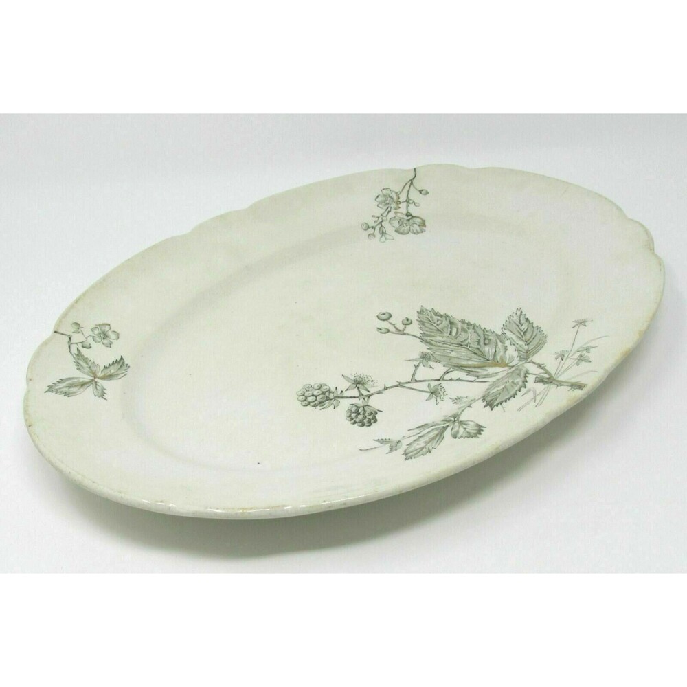 W.H. Grindley & Co. England Serving Platter Bramble Pattern Scalloped Edge 14"
